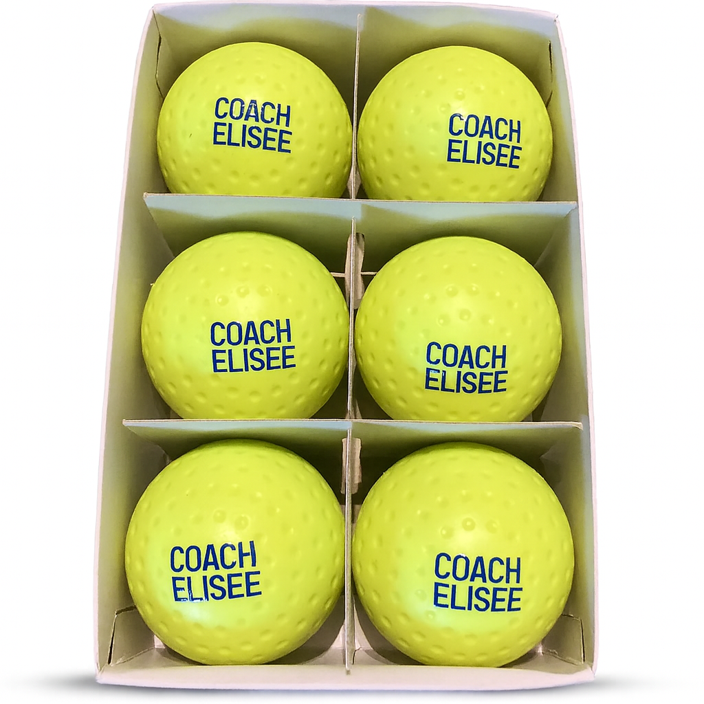 Set van 6 gele hockeyballen
